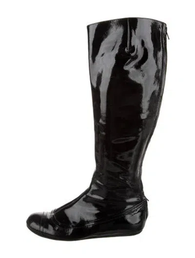 Pre-owned Lanvin Patent Leather Boots In Black