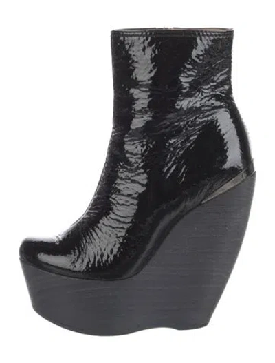 Pre-owned Lanvin Patent Leather Boots In Black