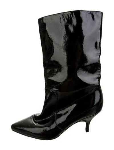Pre-owned Lanvin Patent Leather Boots In Black