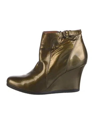 Pre-owned Lanvin Patent Leather Boots In Green