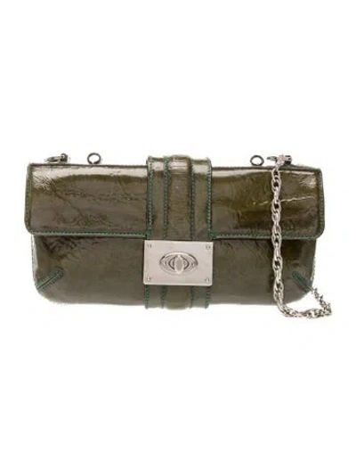 Pre-owned Lanvin Patent Leather Clutch In Green