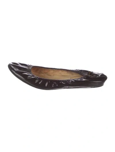 Pre-owned Lanvin Patent Leather Colorblock Pattern Ballet Flats In Brown