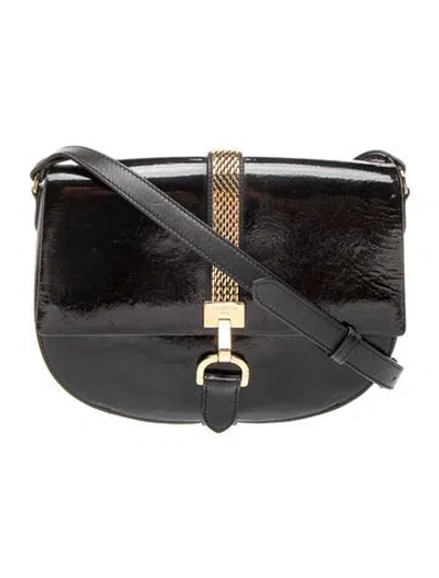 Pre-owned Lanvin Patent Leather Crossbody Bag In Black