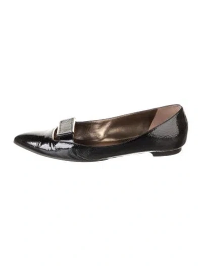 Pre-owned Lanvin Patent Leather Flats In Black