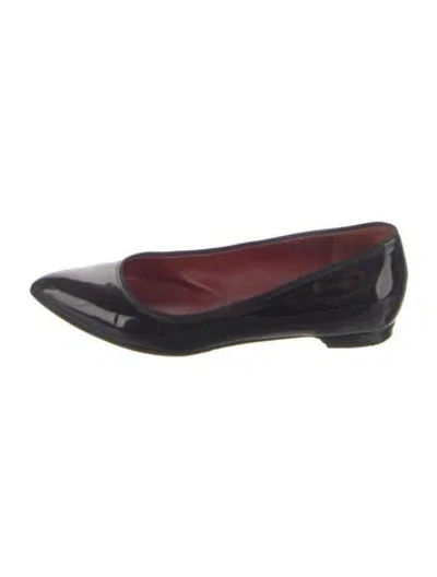 Pre-owned Lanvin Patent Leather Flats In Burgundy