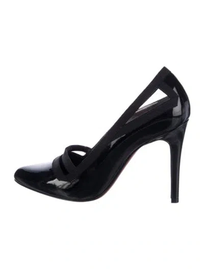 Pre-owned Lanvin Patent Leather Grosgrain Trim Pumps In Black
