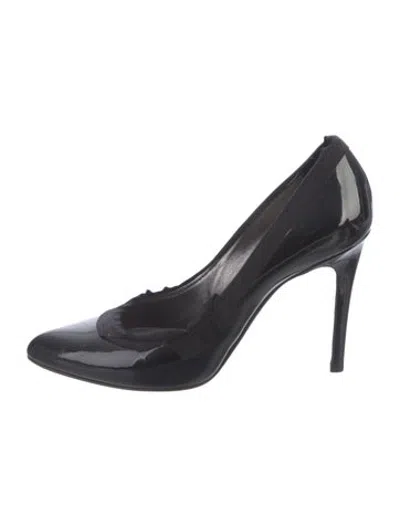 Pre-owned Lanvin Patent Leather Grosgrain Trim Pumps In Black