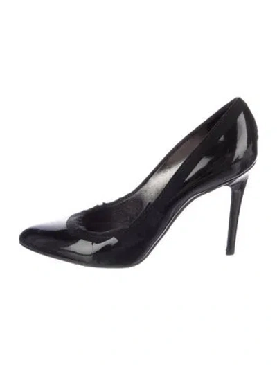 Pre-owned Lanvin Patent Leather Grosgrain Trim Pumps In Blue