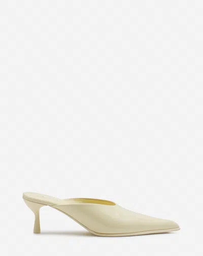 Lanvin Patent Leather Heeled Mules For Women In Chamomile
