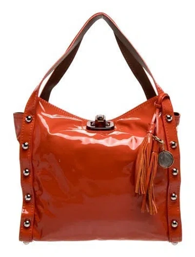 Pre-owned Lanvin Patent Leather Hobo In Orange
