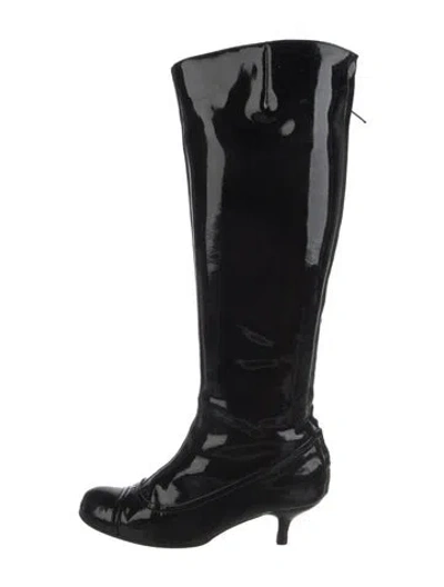 Pre-owned Lanvin Patent Leather Rain Boots In Black