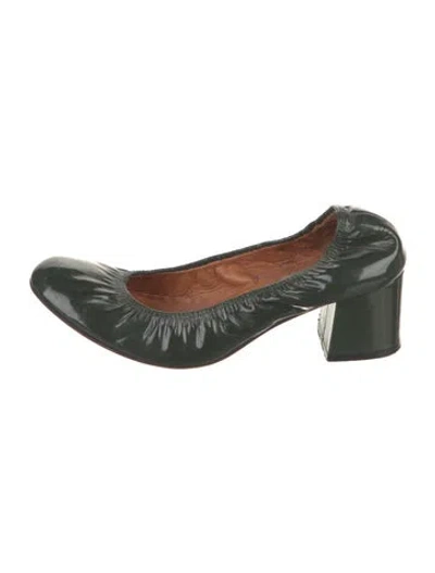 Pre-owned Lanvin Patent Leather Ruffle Embellishment Pumps In Green