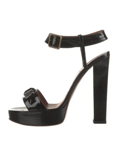 Pre-owned Lanvin Patent Leather Sandals In Black