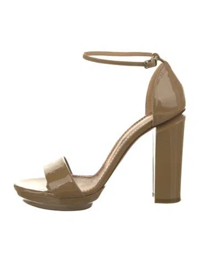 Pre-owned Lanvin Patent Leather Sandals In Neutral