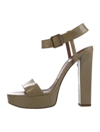 Pre-owned Lanvin Patent Leather Sandals In Neutrals