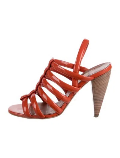 Pre-owned Lanvin Patent Leather Sandals In Orange