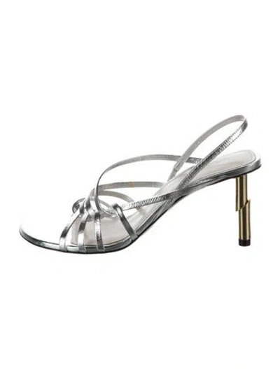 Pre-owned Lanvin Patent Leather Sandals In Silver