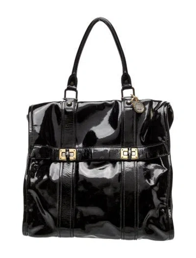 Pre-owned Lanvin Patent Leather Top Handle Bag In Black