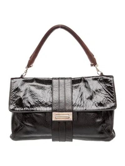 Pre-owned Lanvin Patent Leather Top Handle Bag In Brown