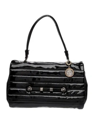 Pre-owned Lanvin Patent Leather Top Handle Bag Vintage In Black