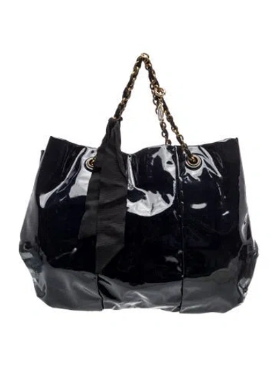 Pre-owned Lanvin Patent Leather Tote In Blue