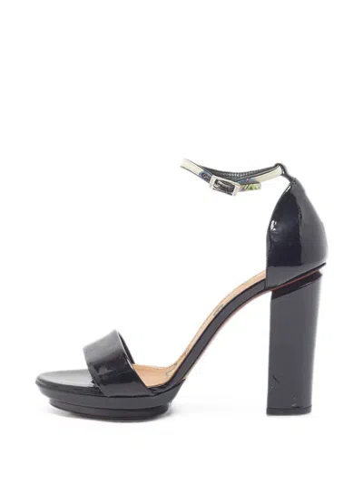 Pre-owned Lanvin Patent-leather Ankle-strap Sandals In Black