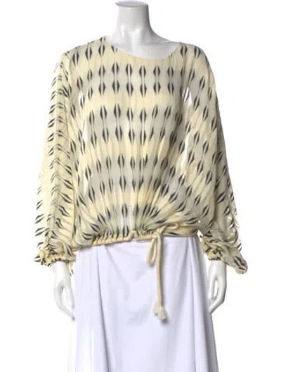 Pre-owned Lanvin Patterned Bateau Neckline Blouse In Neutral