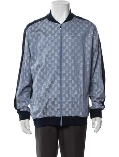 Pre-owned Lanvin Patterned Bomber Jacket In Blue