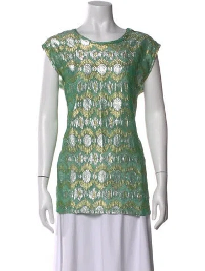 Pre-owned Lanvin Patterned Crew Neck Top In Green