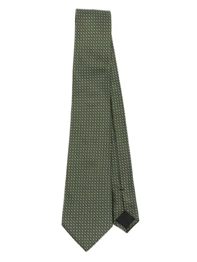 Lanvin Patterned-jacquard Tie In Green