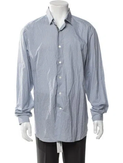 Pre-owned Lanvin Patterned Long Sleeve Dress Shirt In Blue