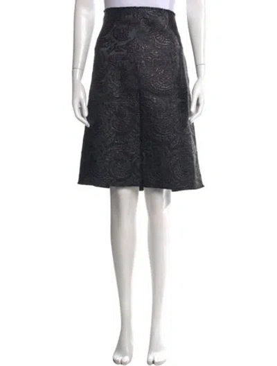 Pre-owned Lanvin Patterned Midi Length Skirt In Black