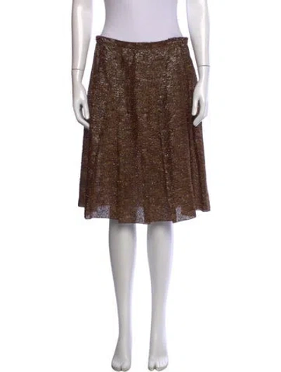 Pre-owned Lanvin Patterned Midi Length Skirt In Brown
