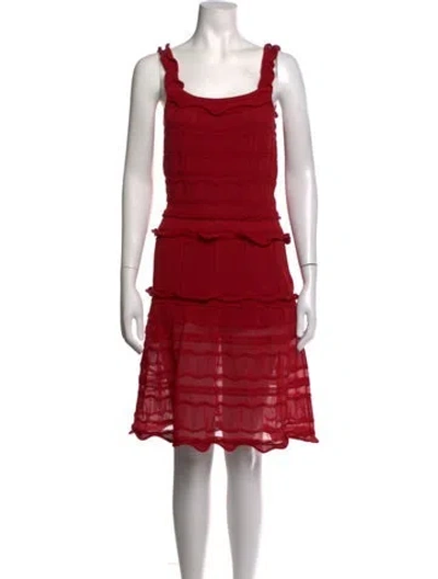 Pre-owned Lanvin Patterned Mini Dress In Red