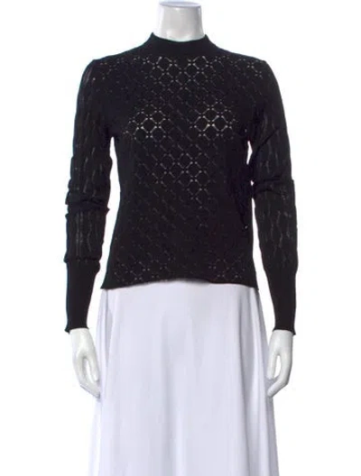 Pre-owned Lanvin Patterned Mock Neck Sweater In Black