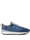 Lanvin Patterned Panelled Sneakers In Blue