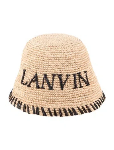 Pre-owned Lanvin Patterned Raffia Bucket Hat In Neutral