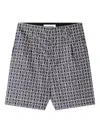 Lanvin Grey Geometric Pattern Shorts With Side Pockets In Multi