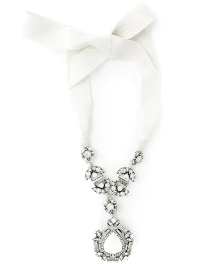Lanvin Pear-shaped Pendant Necklace In White
