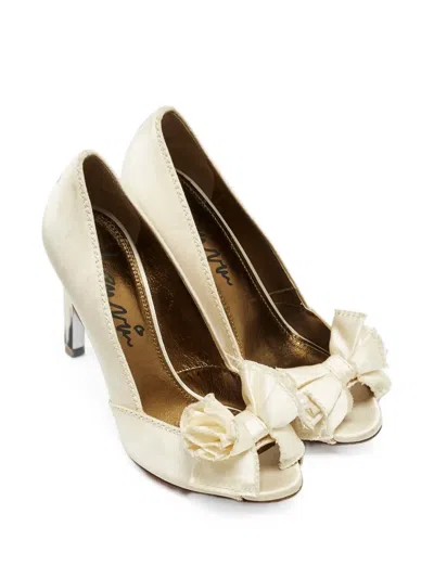 Pre-owned Lanvin Peep-toe Pumps In Neutral