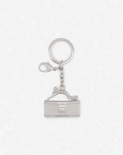 Lanvin Pencil Cat Brass Key Ring In Silver