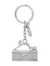 Lanvin Pencil Cat Charm Keyring In Silver