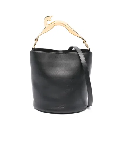 LANVIN PENCIL CAT LEATHER BUCKET BAG