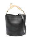 Lanvin Pencil Cat Leather Bucket Bag In Black