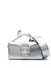 Lanvin Nano Pencil Cat Leather Tote Bag In Silver