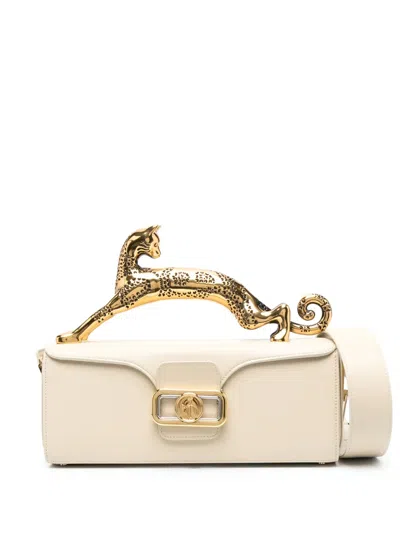 Lanvin Pencil Cat Leather Tote Bag In Neutrals