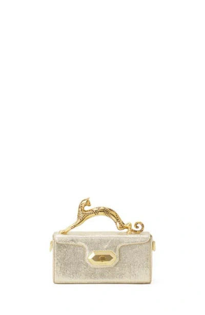Lanvin Pencil Cat Nano Bag In Crackled Metallic Leather In Gold