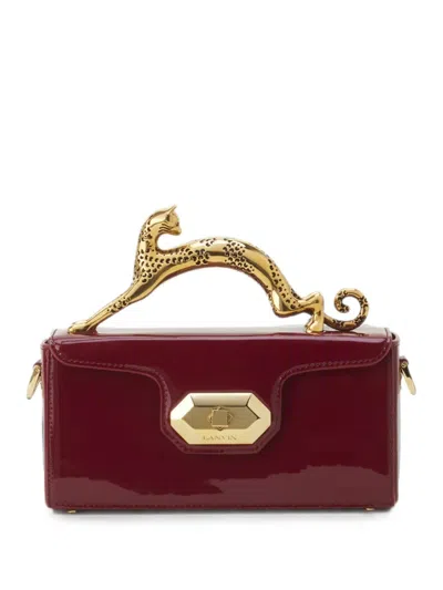Lanvin Pencil Cat Nano Bag In Patent Leather In Burgundy