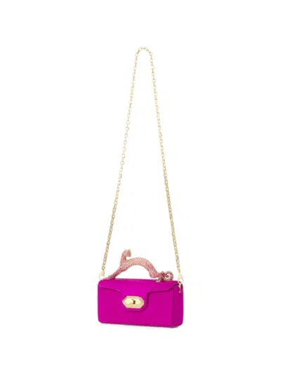 Lanvin Pencil Cat Nano Bag In Pony And Rhinestones In Purple