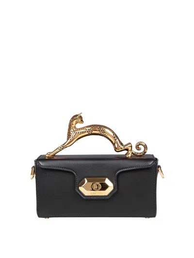 Lanvin Pencil Cat Nano Handbag In Black Leather